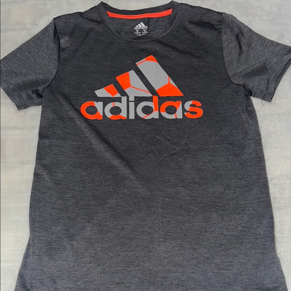 Adidas Gray and Orange Short Sleeve Tee